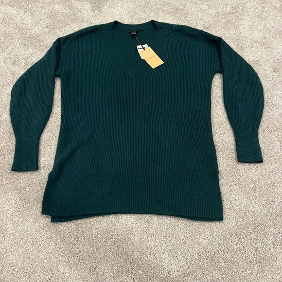 NWT‎ Halogen Women's Vneck Chunky Sweater Blue Green Size Medium - Picture 1 of 3